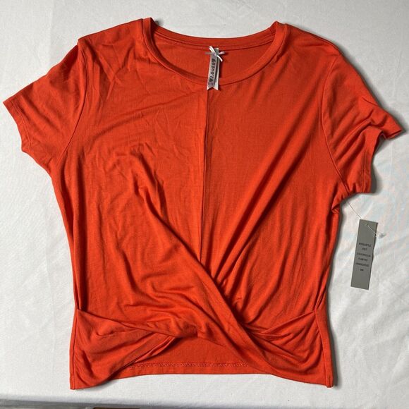 JO&CO Jeans Red Cropped Front Wrapped Knotted Sleeveless Shirt NWT Romantic - Picture 4 of 7